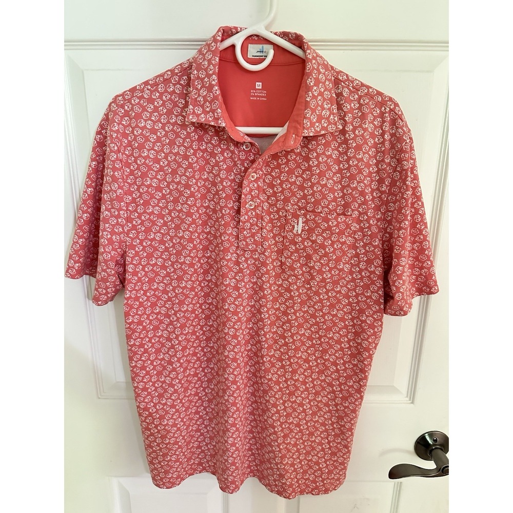 Vintage Johnnie-O Mens Geometric Print Performance Polo Shirt M Short Sleeve